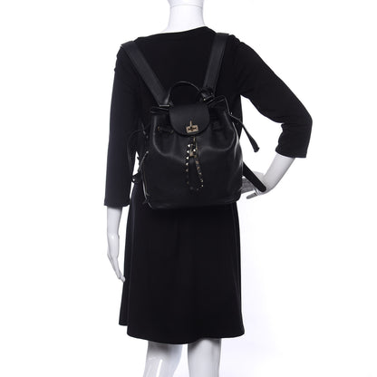 Valentino Garavani Pebbled Calfskin Rockstud Drawstring Backpack Black 2 of 11