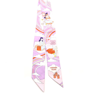 Hermes Silk Carres Volants Twilly Lilas Rose Pale Orange 2 of 4