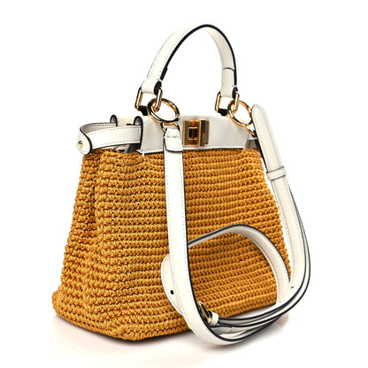 Fendi Fabric Crochet Nappa Mini Peekaboo Iconic Satchel Mimosa White 3 of 10
