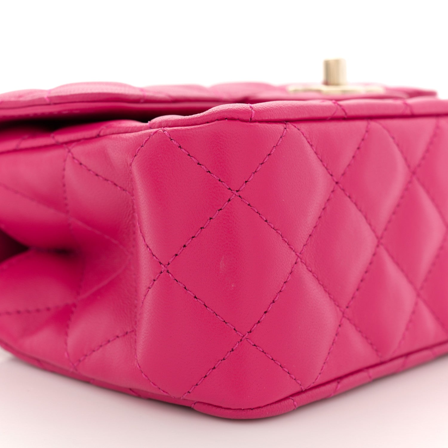 Chanel Lambskin Quilted Mini Crystal Top Handle Rectangular Flap Dark Pink 9 of 11