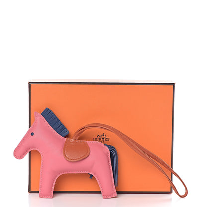 Hermes Milo Lambskin Grigri Rodeo Bag Charm MM Rose Azalee Cornaline Bleu De Malte 4 of 4