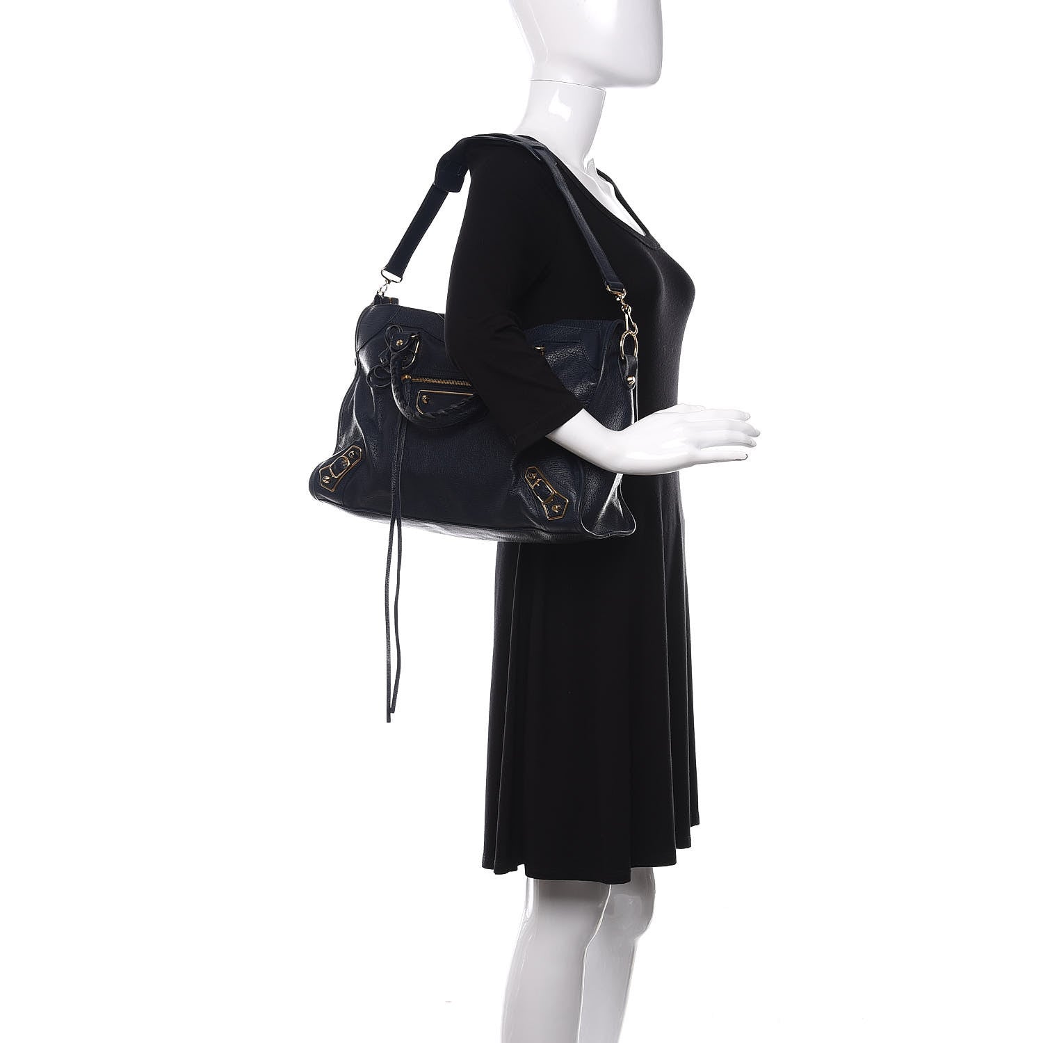 Balenciaga Chevre Gold Metallic Edge Hardware City Bleu Nuit Dark Sea 2 of 12