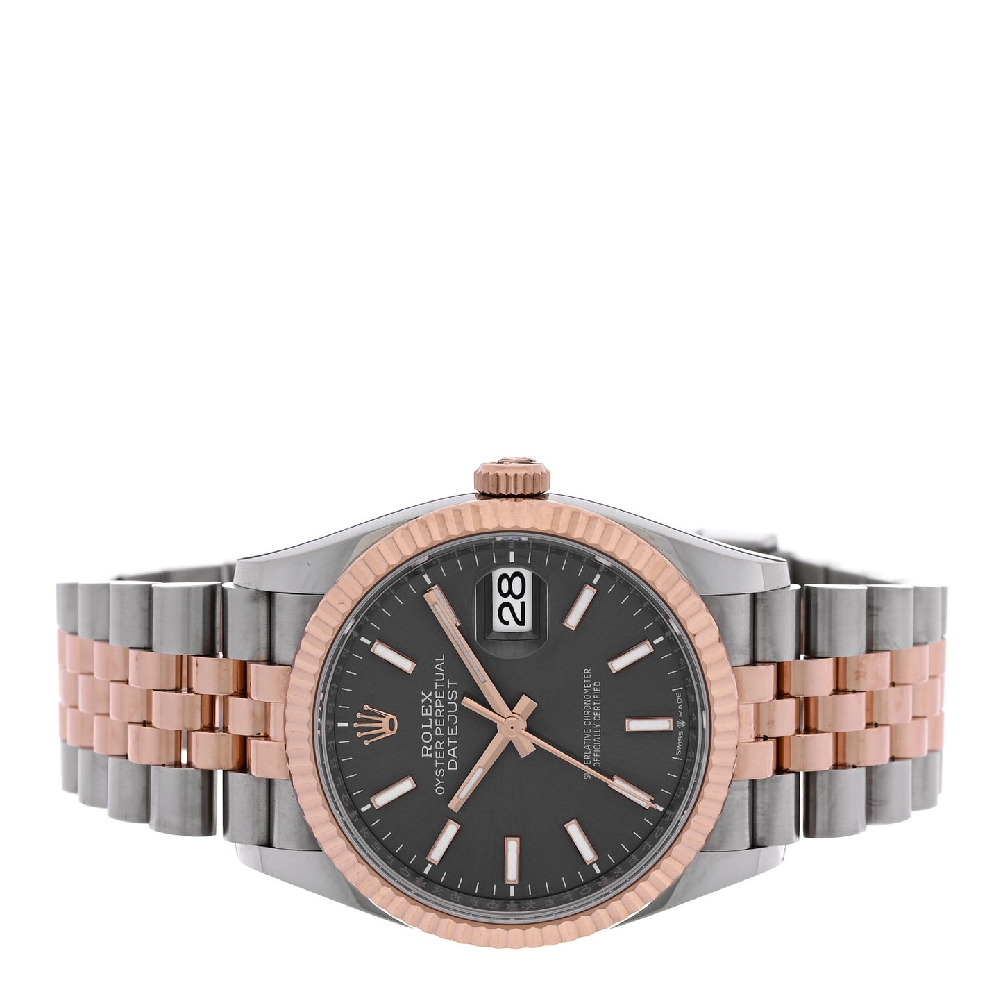 Stainless Steel 18K Everose Gold 36mm Oyster Perpetual Datejust Watch Slate 126231