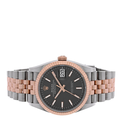 Rolex Stainless Steel 18K Everose Gold 36mm Oyster Perpetual Datejust Watch Slate 126231 2 of 5