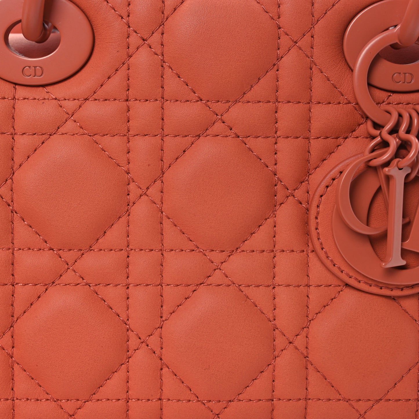 Ultra Matte Calfskin Cannage Mini Lady Dior Indian Red