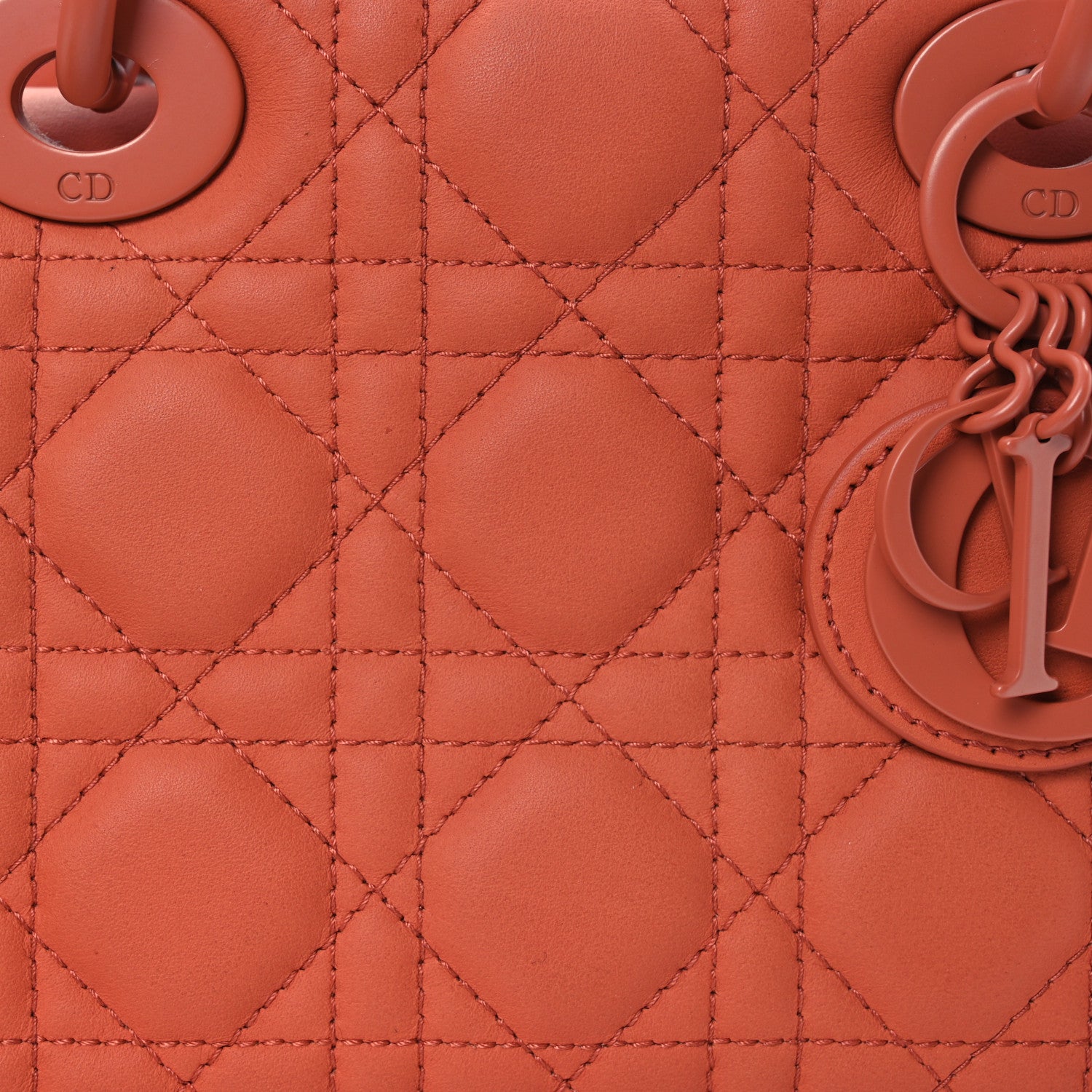 Christian Dior Ultra Matte Calfskin Cannage Mini Lady Dior Indian Red 9 of 20