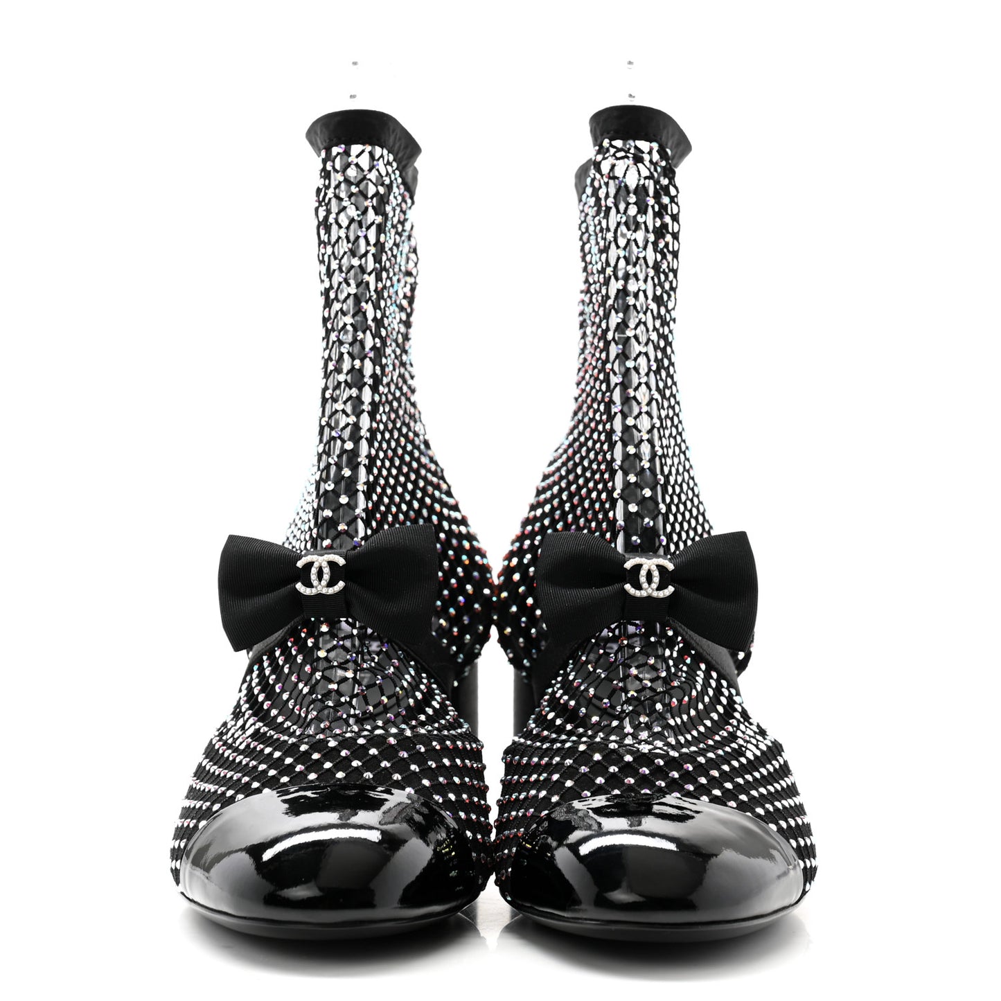 Resille Strass Kid Suede Patent Mary Jane Short Boots 40 Black