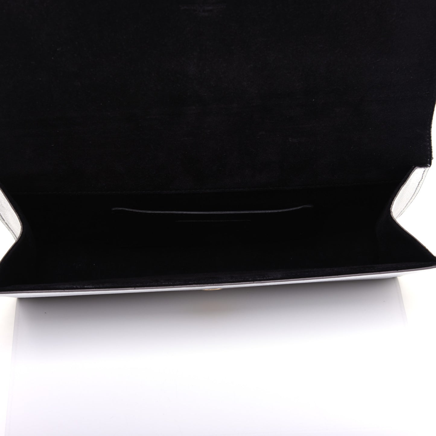 Metallic Calfskin Classic Monogram Cassandre Clutch Argento