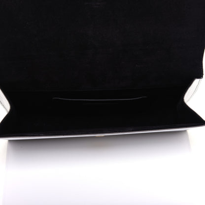 Saint Laurent Metallic Calfskin Classic Monogram Cassandre Clutch Argento 5 of 16