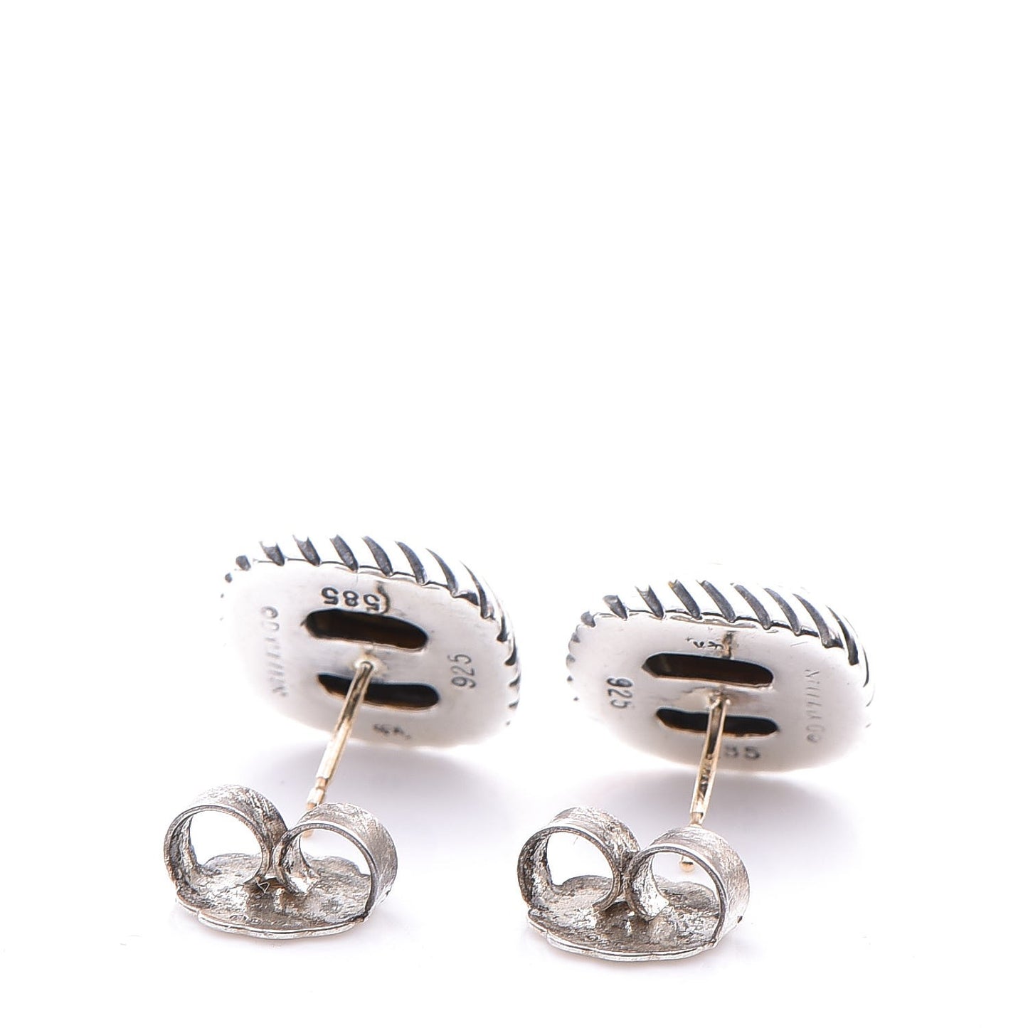 Sterling Silver 14K Yellow Gold 7mm Albion Cable Earrings