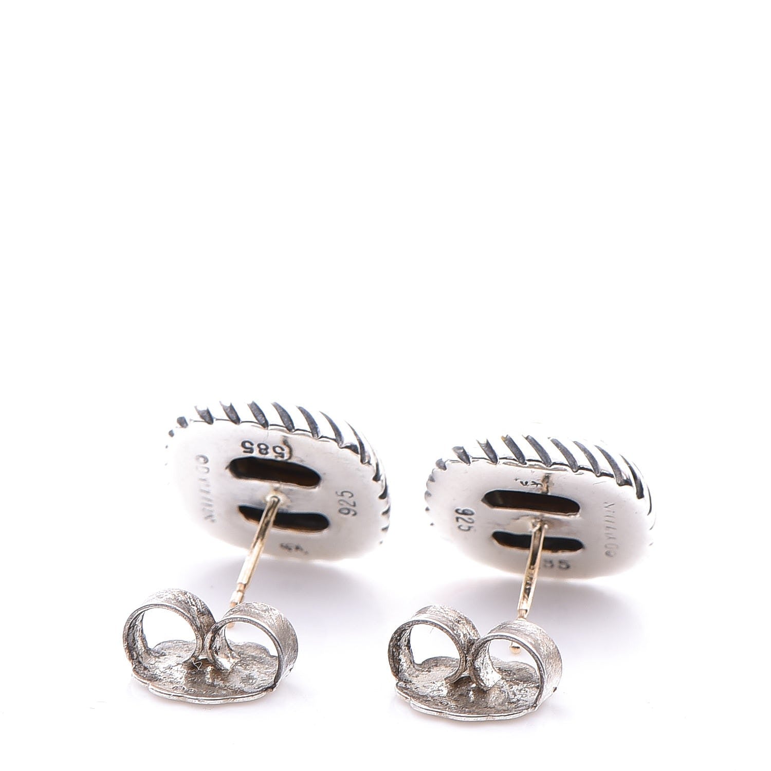 David Yurman Sterling Silver 14K Yellow Gold 7mm Albion Cable Earrings 4 of 7