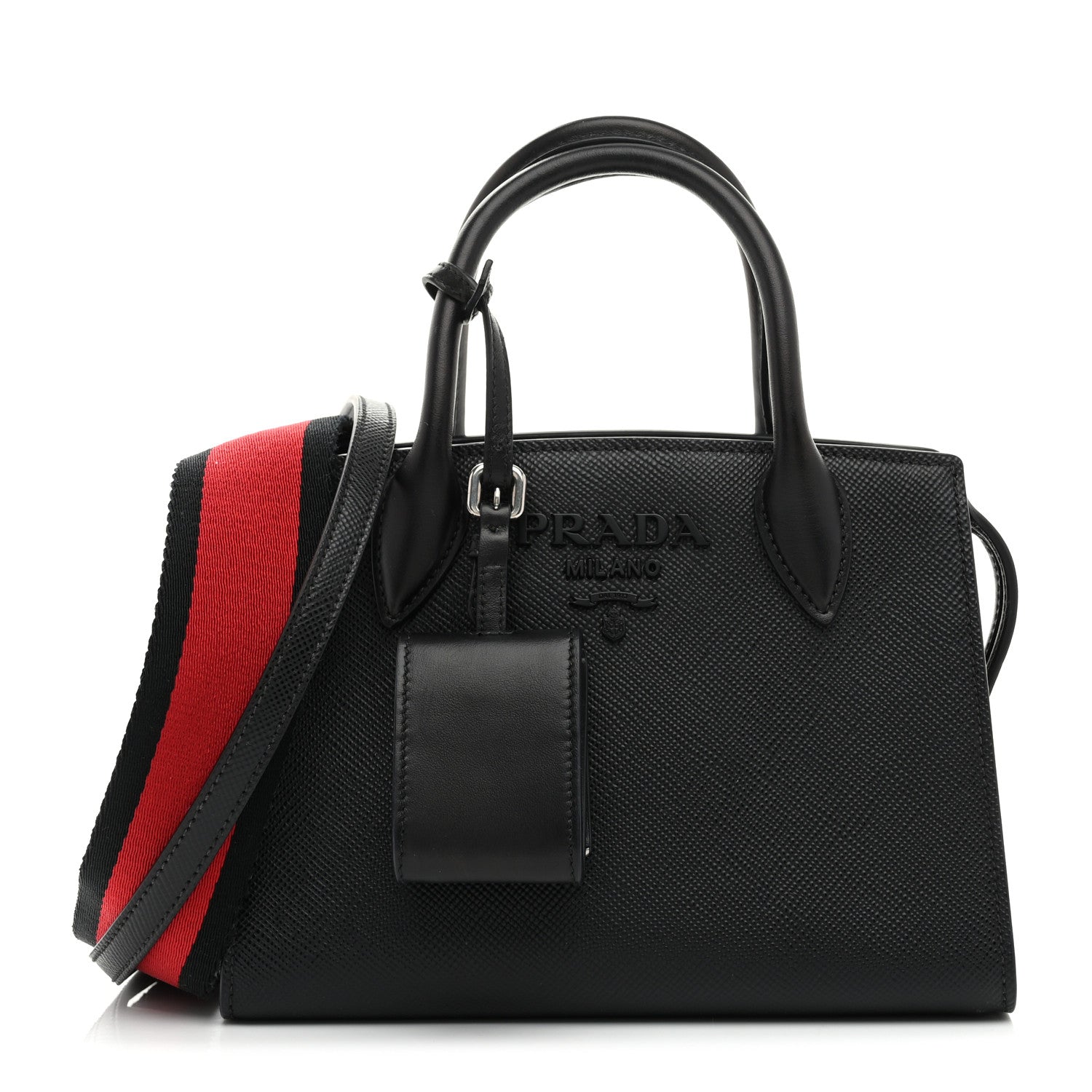 Prada Saffiano Cuir Calfskin Mini Monochrome Top Handle Tote Black 1 of 10