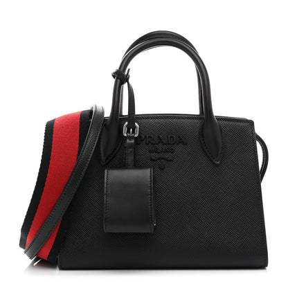 Prada Saffiano Cuir Calfskin Mini Monochrome Top Handle Tote Black 1 of 10