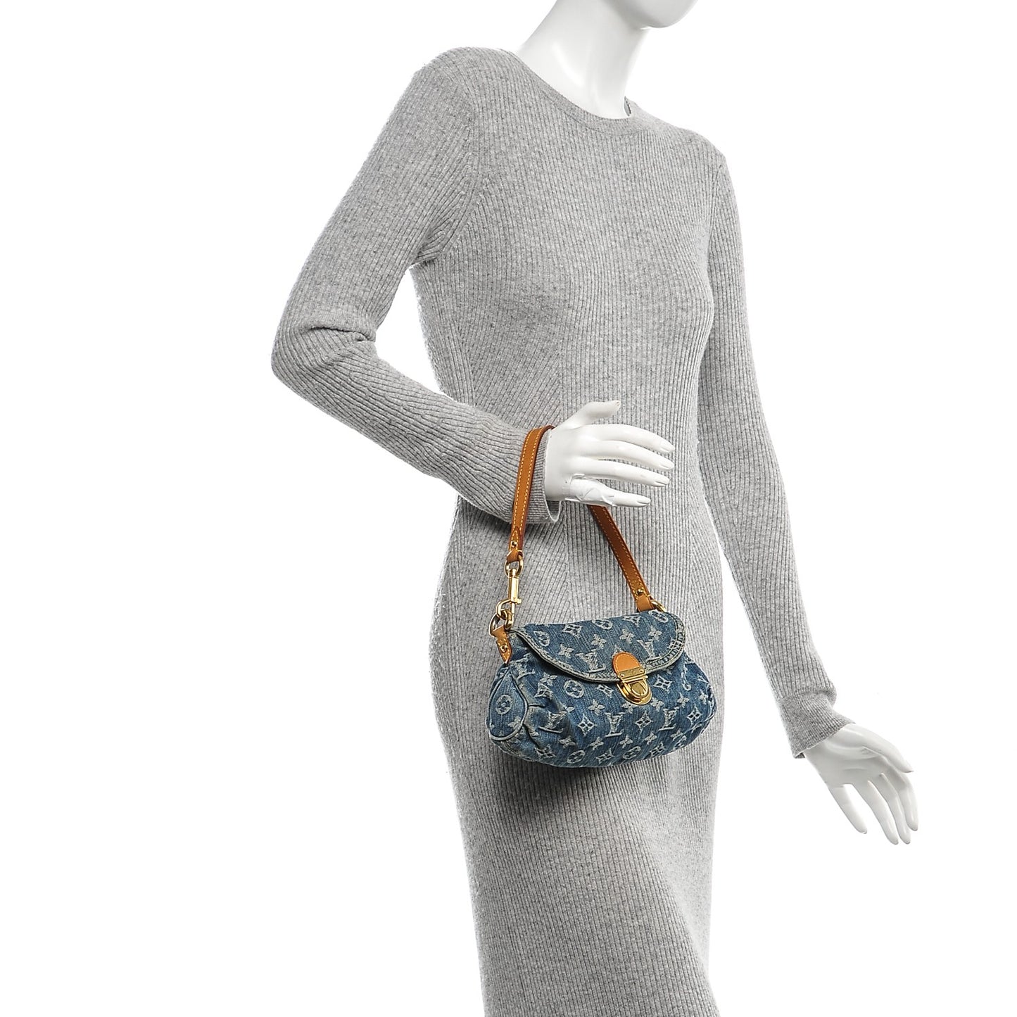 Monogram Denim Mini Pleaty Blue