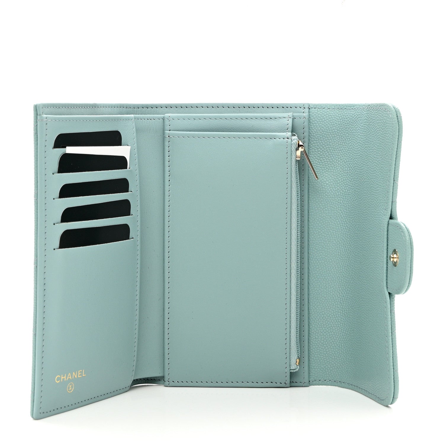 Chanel Caviar Quilted Medium Flap Wallet Light Blue 6 of 11