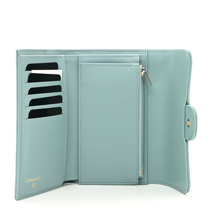 Chanel Caviar Quilted Medium Flap Wallet Light Blue 6 of 11