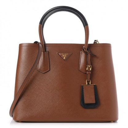 Prada Saffiano Cuir Bi-Color Medium Double Bag Palissandro Black 1 of 8