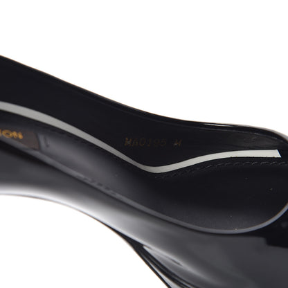 Louis Vuitton Patent Calfskin Eyeline Open Toe Pumps 36.5 Black 10 of 12