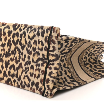 Christian Dior Canvas Mizza Embroidered Large Leopard Book Tote Beige 10 of 10