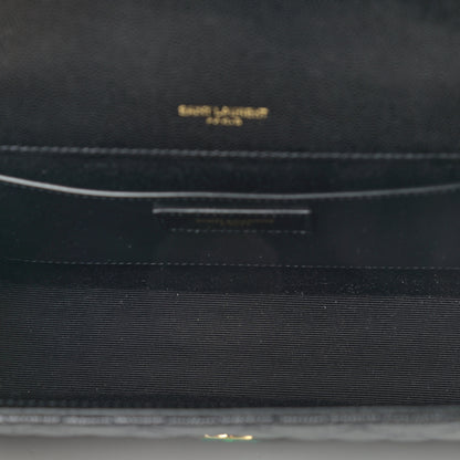 Saint Laurent Grain De Poudre Textured Mixed Matelasse Triquilt Medium Monogram Satchel Black 5 of 8
