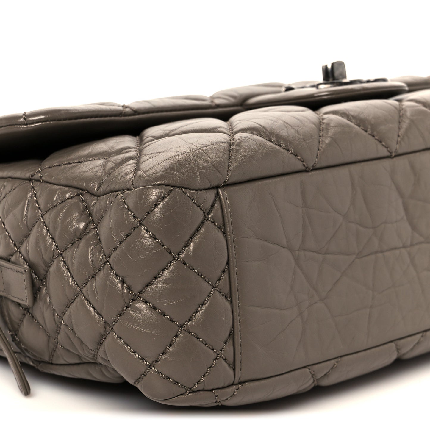 Aged Calfskin Jumbo New Portobello Flap Grey