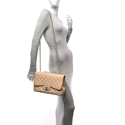 Chanel Caviar Quilted Jumbo Single Flap Beige 2 of 11