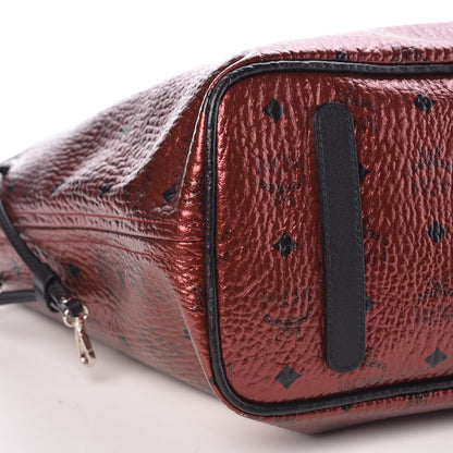 MCM Metallic Visetos Medium Shopper Tote Scooter Red 7 of 8
