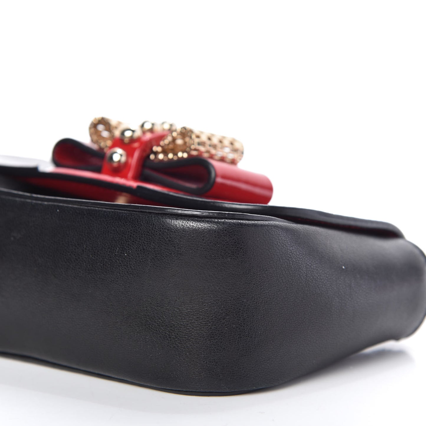 Calfskin Heart Sweety Charity Crossbody Bag Black Red