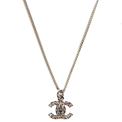 Chanel Crystal CC Timeless Necklace Silver 1 of 4
