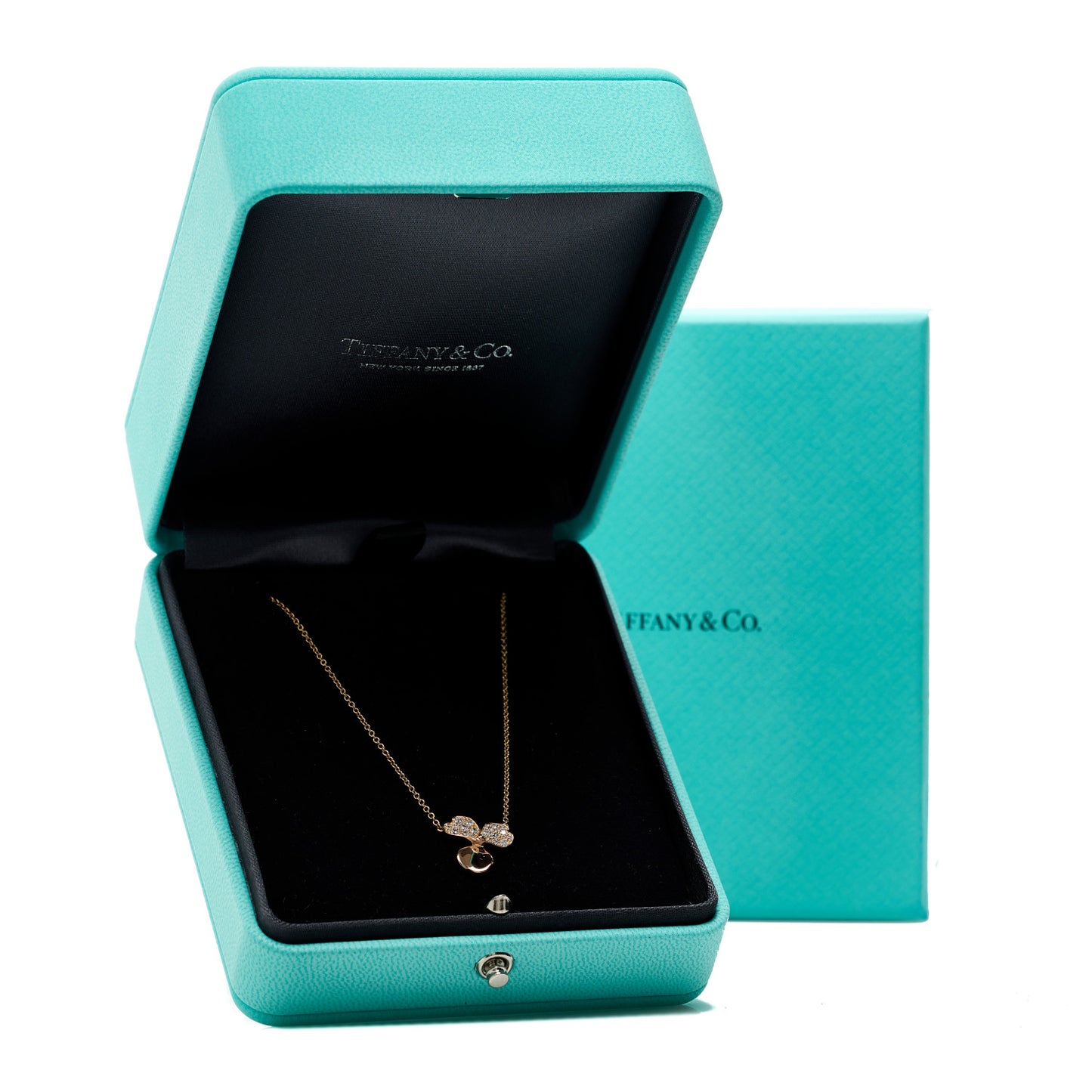 18K Rose Gold Diamond Paper Flowers Pendant Necklace