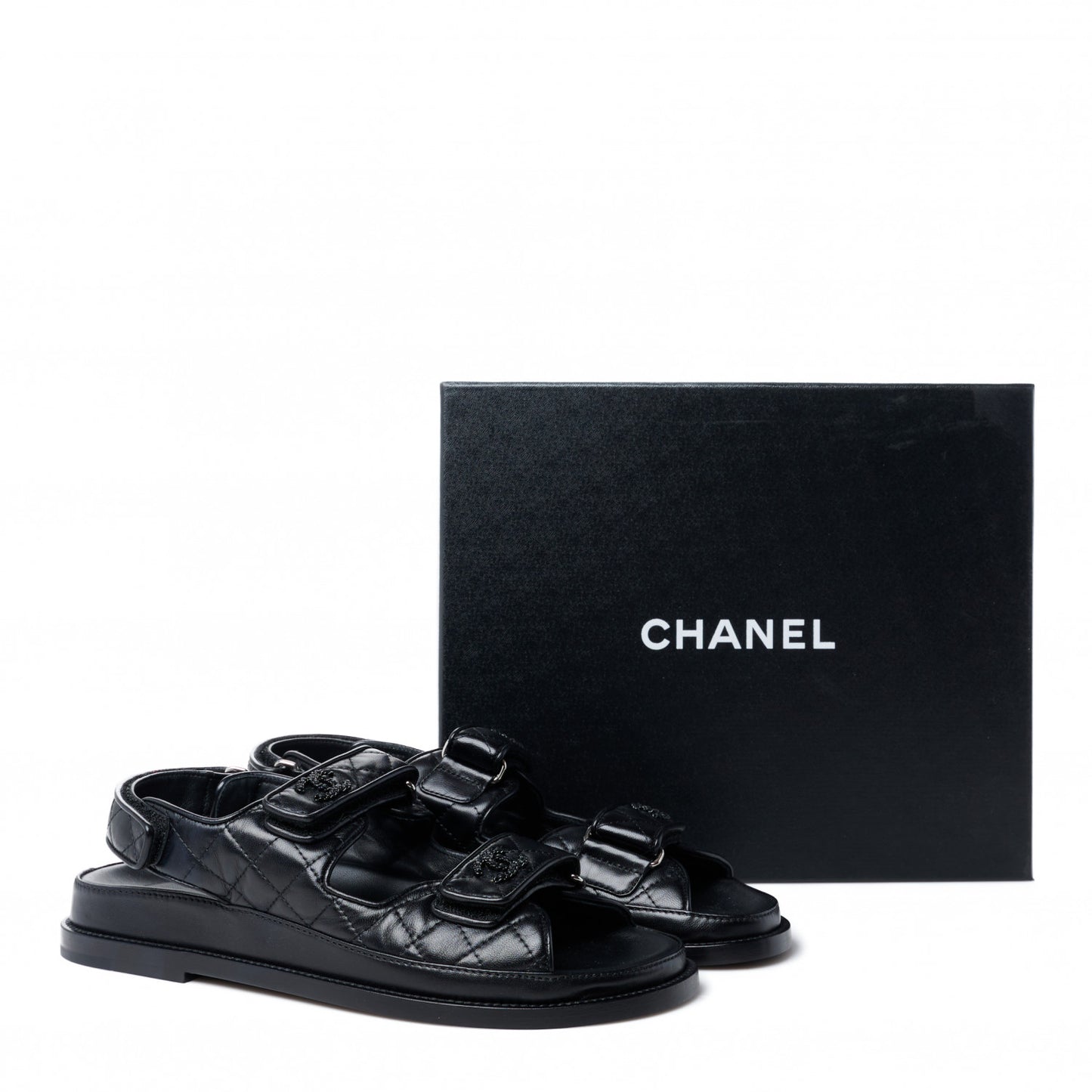 Lambskin Velcro Dad Sandals 39.5 Black