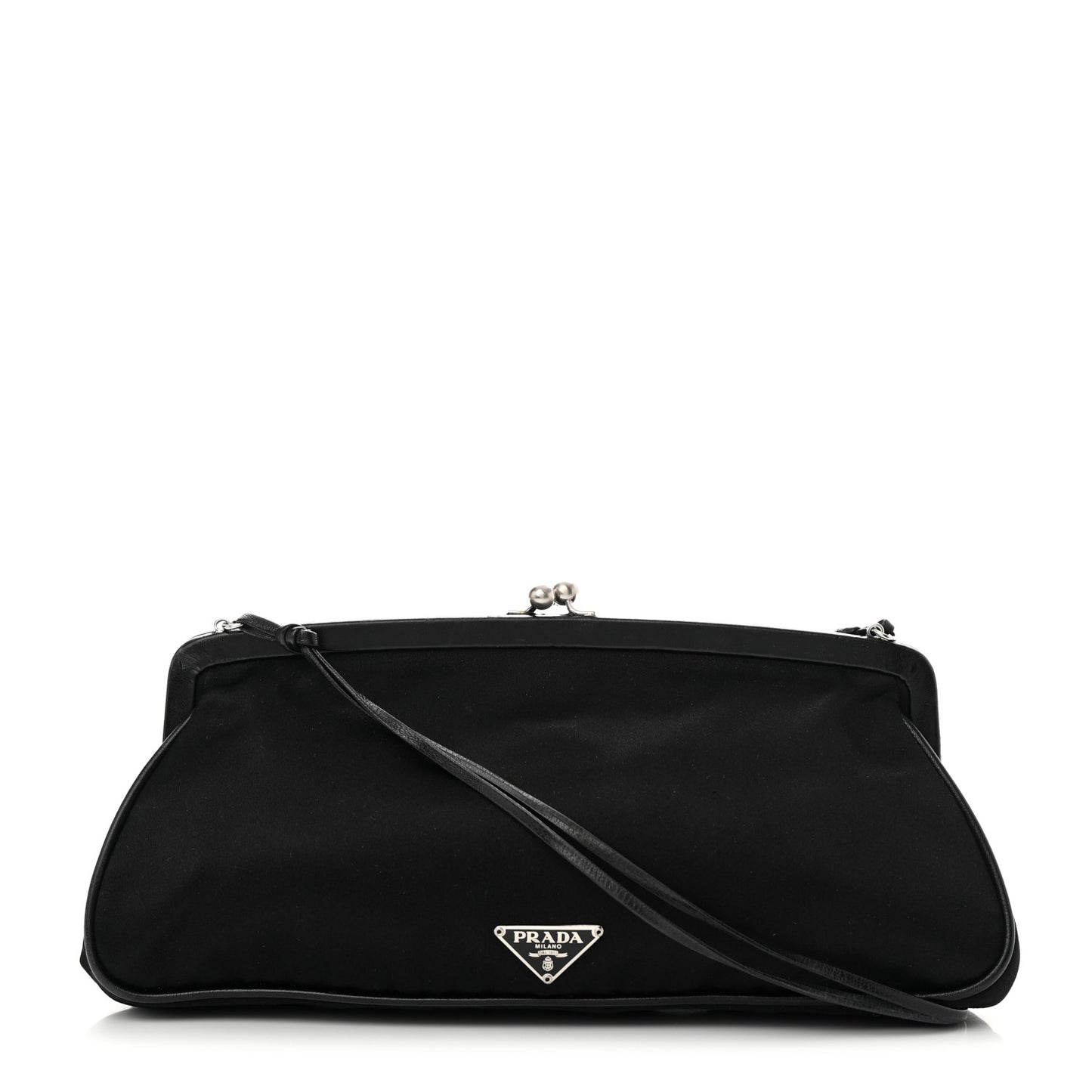 Tessuto Nylon Nappa Kisslock Shoulder Bag Black
