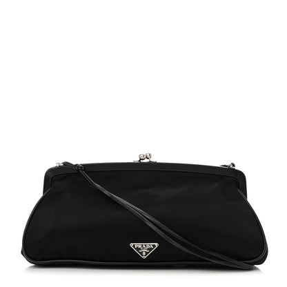 Prada Tessuto Nylon Nappa Kisslock Shoulder Bag Black 1 of 14