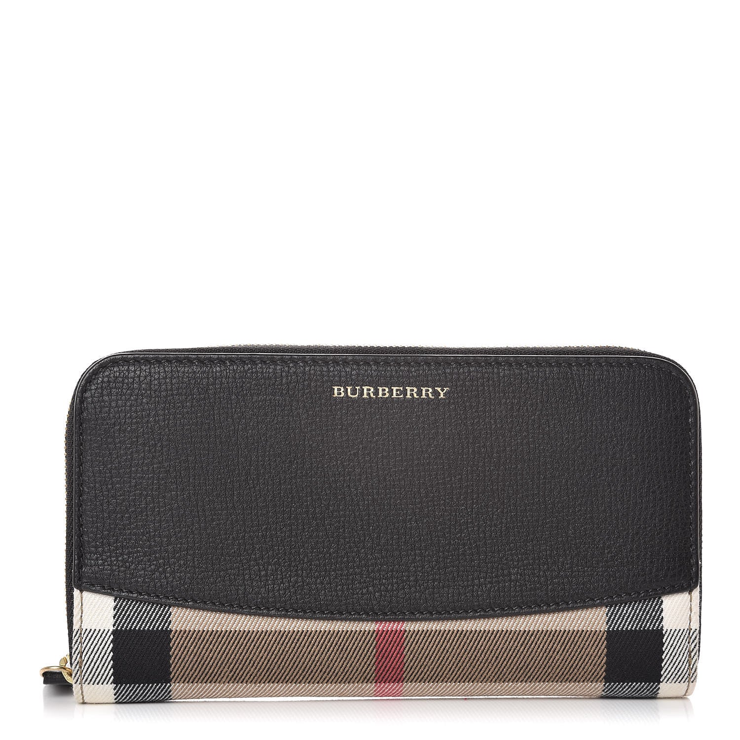 Burberry Calfskin House Check Elmore Zip Around Wallet Black 1 of 8