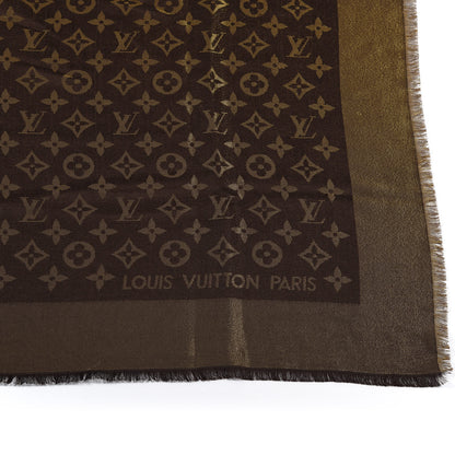 Louis Vuitton Silk Lurex Wool Monogram Shine Shawl Brown 3 of 5
