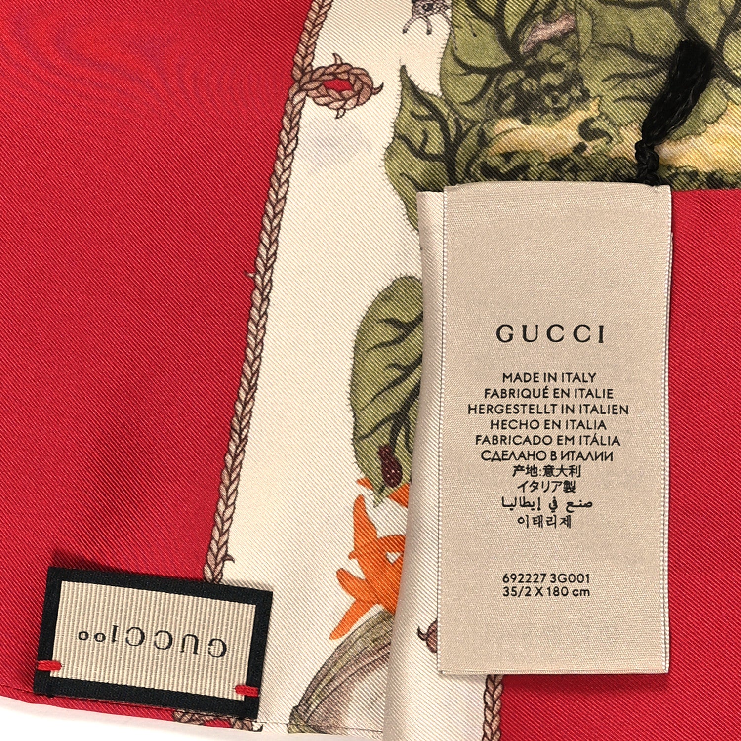 Gucci Silk Twill Lady Mix Long Scarf Red Pink 3 of 3