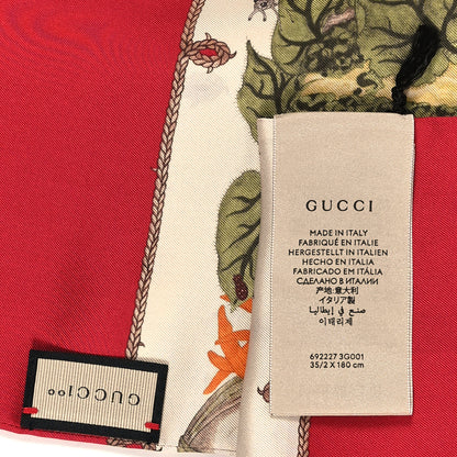 Gucci Silk Twill Lady Mix Long Scarf Red Pink 3 of 3