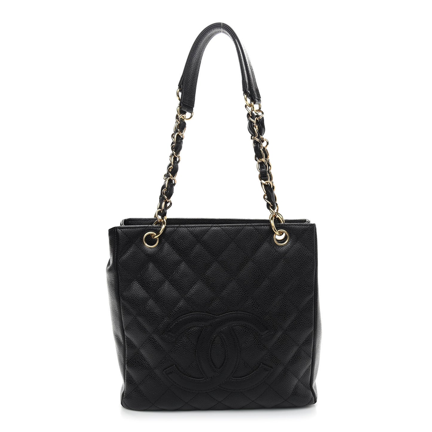 Caviar Quilted Petit Shopping Tote PST Black