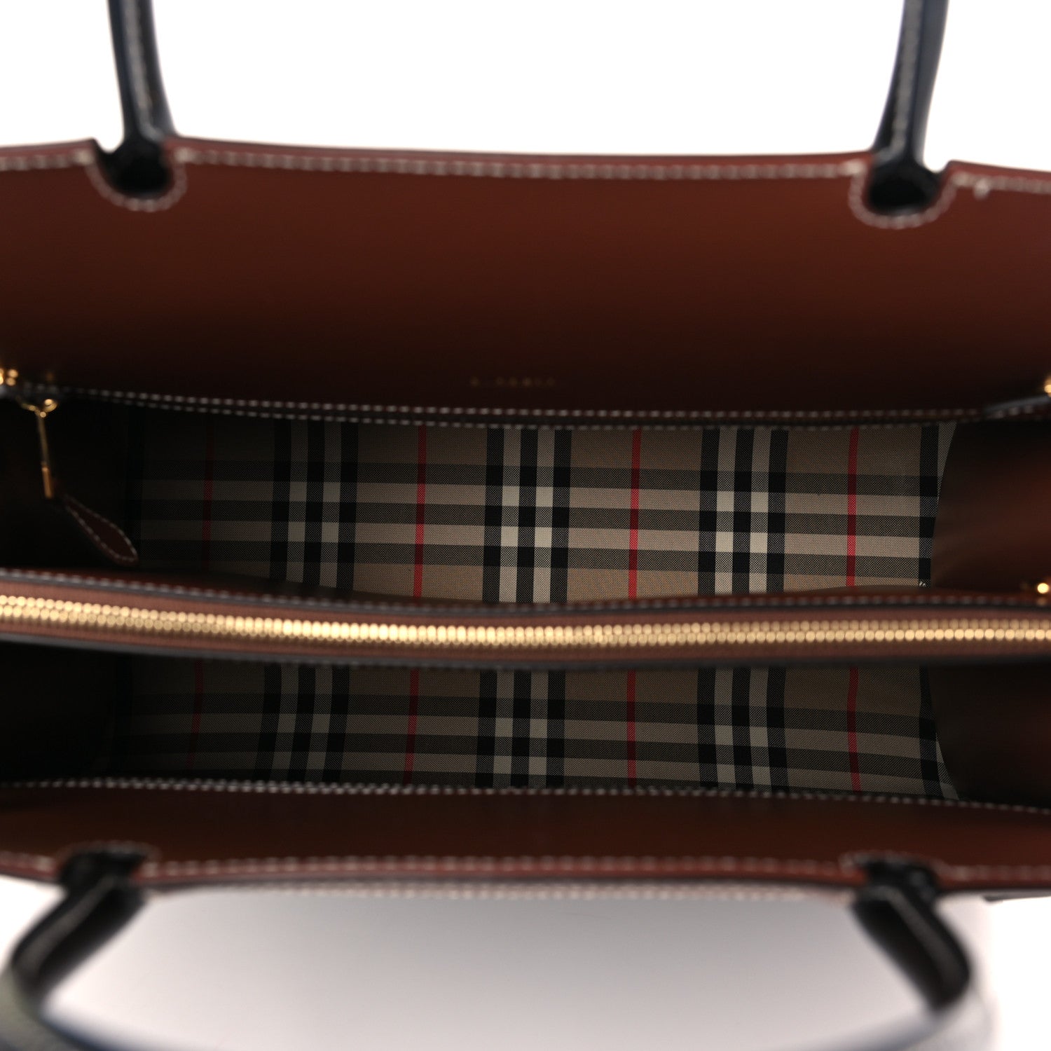 Burberry Calfskin Vintage Check Medium Two Handle Title Bag Black 5 of 8