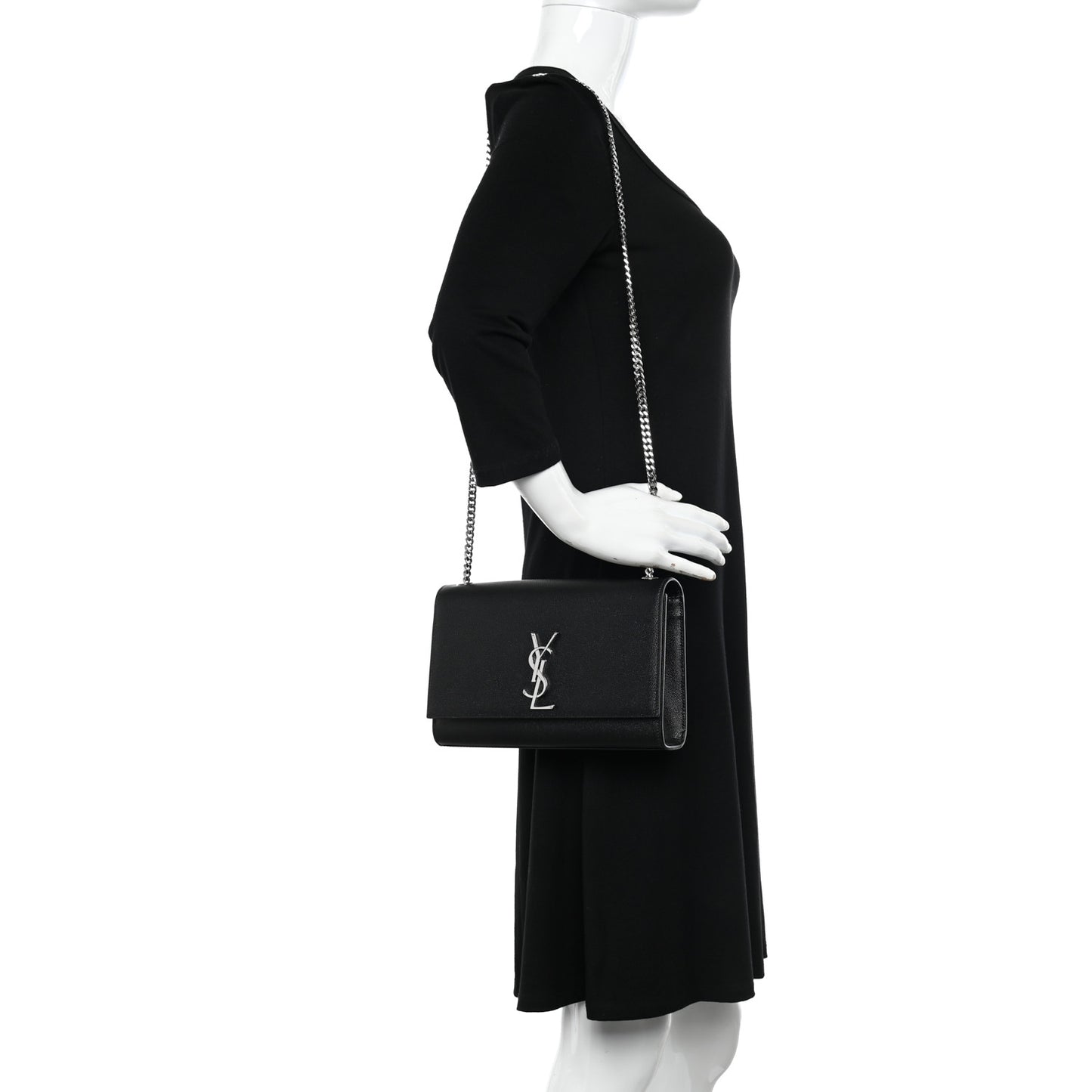 Grain De Poudre Medium Classic Monogram Kate Satchel Black