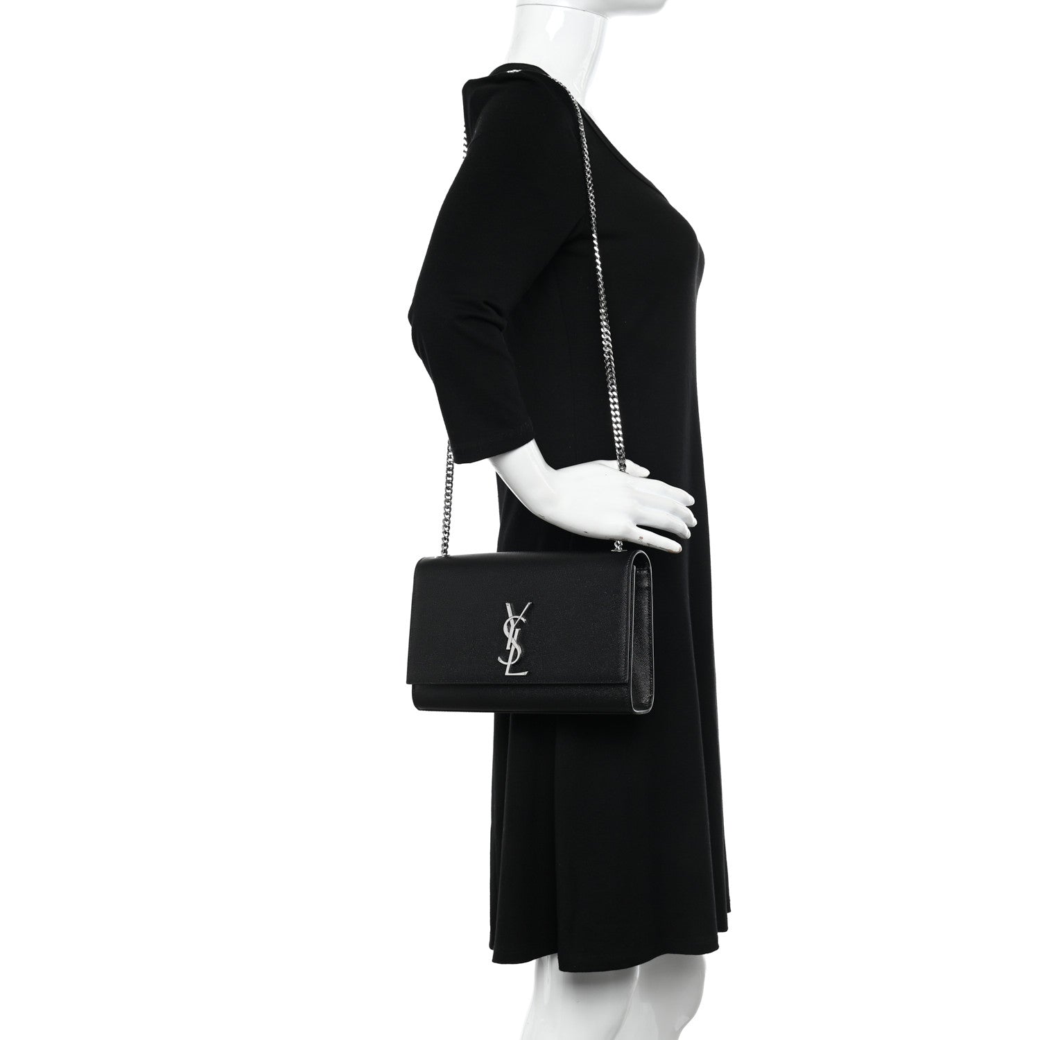 Saint Laurent Grain De Poudre Medium Classic Monogram Kate Satchel Black 2 of 10