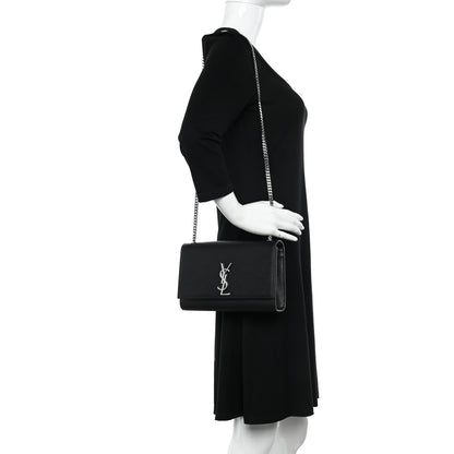 Saint Laurent Grain De Poudre Medium Classic Monogram Kate Satchel Black 2 of 10