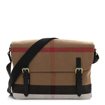 Burberry Canvas Mega Check Large Baildon Messenger Bag Black 1 of 11