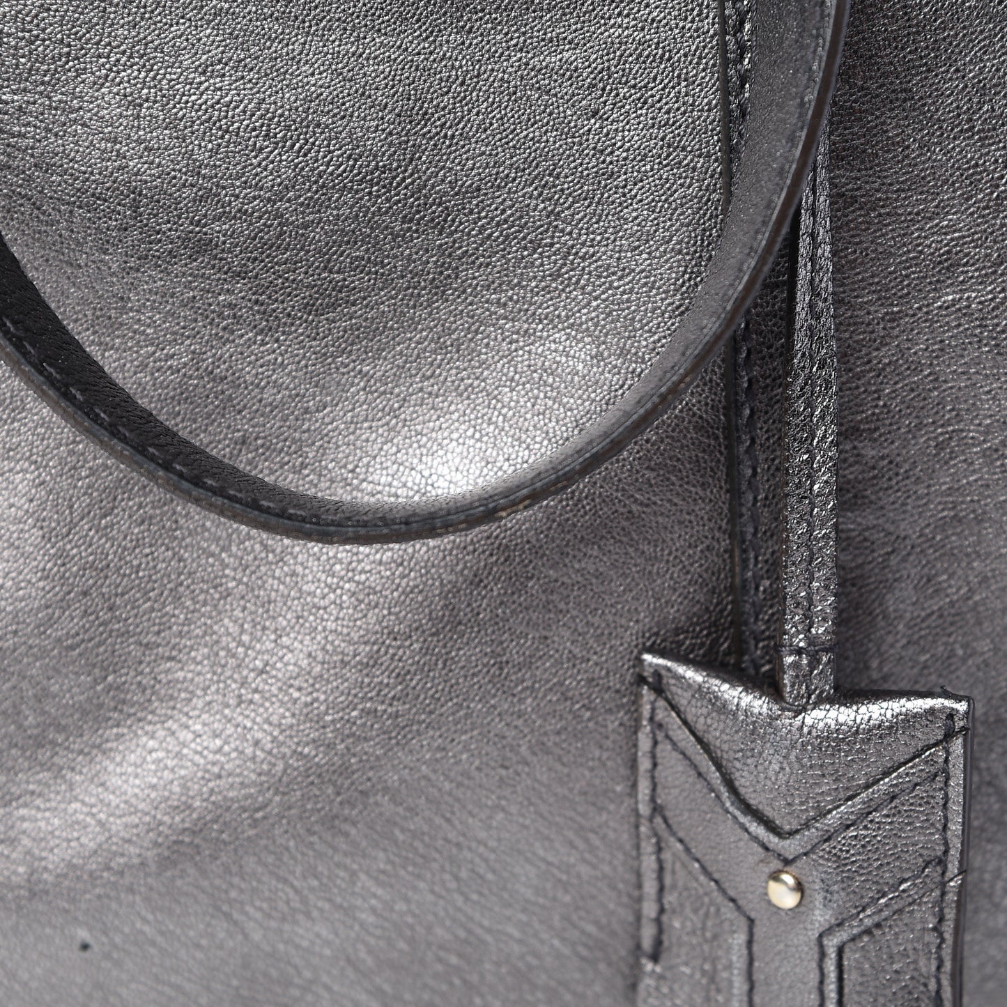Metallic Calfskin Oversized Muse Gunmetal
