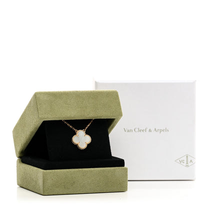 Van Cleef & Arpels 18K Yellow Gold Mother of Pearl Vintage Alhambra Pendant Necklace 5 of 5