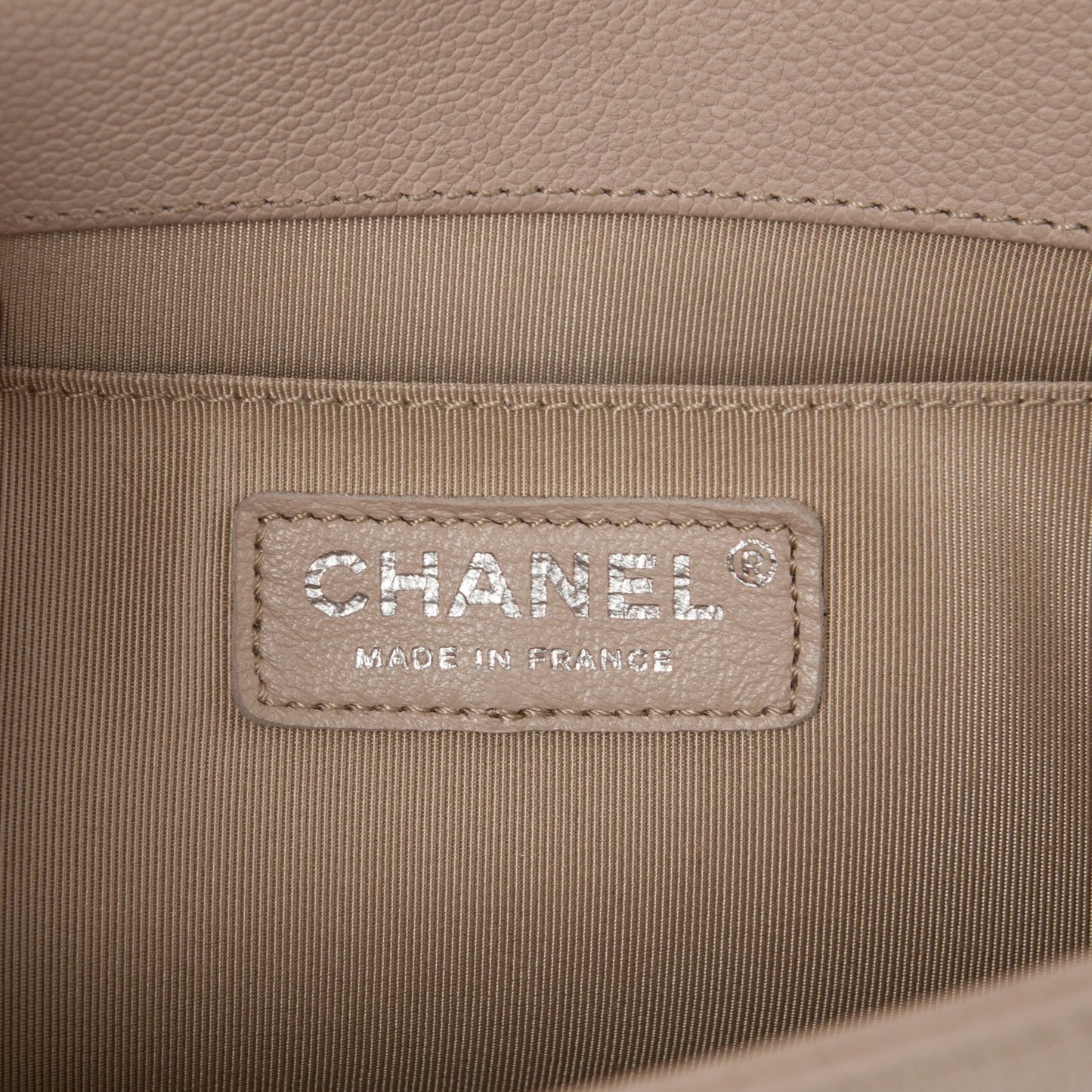 Caviar Quilted Medium Boy Flap Beige