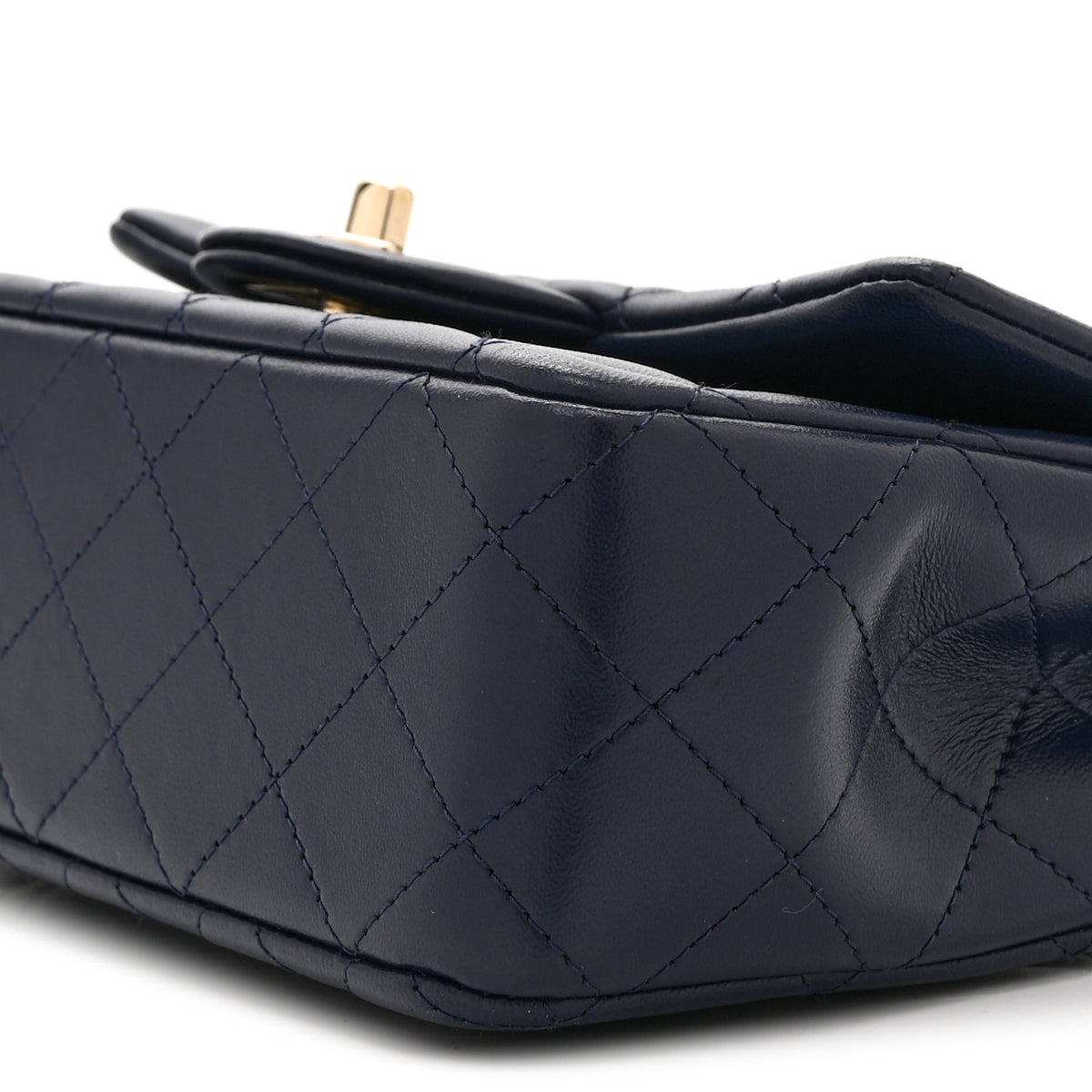 Chanel Lambskin Quilted Mini Top Handle Rectangular Flap Navy Blue 10 of 10
