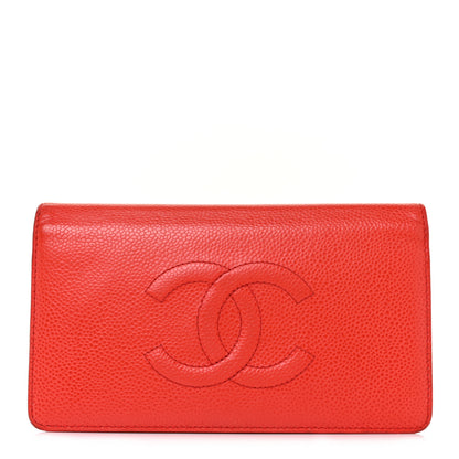 Chanel Caviar Timeless CC Yen Wallet Red 1 of 9