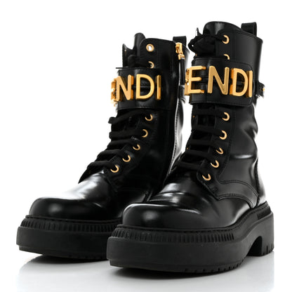 Fendi Vitello Abrasivato Fendigraphy 50mm Biker Boots 36.5 Black 3 of 9