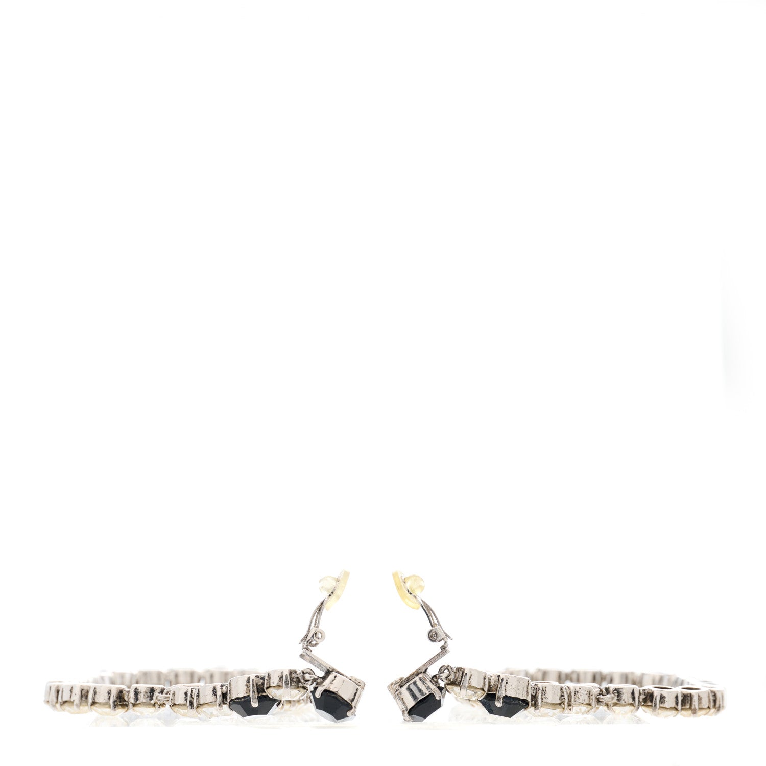 Saint Laurent Crystal Smoking Drop Earrings Silver 2 of 3